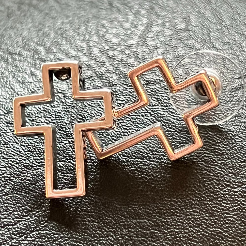 Halle Joy Graceful Earring Ox Silver Cross Silver Earrings